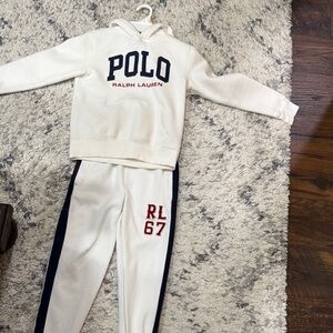 Polo by Ralph Lauren Kids White and Navy Sweatshirt Joggers Set